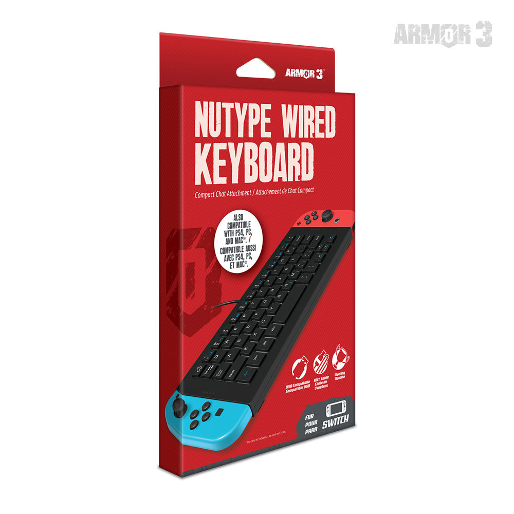 Armor3 NuType 有線キーボード for Nintendo Switch™|チャット・テキスト入力・MMOに最適| スリムデザインUSBキーボー