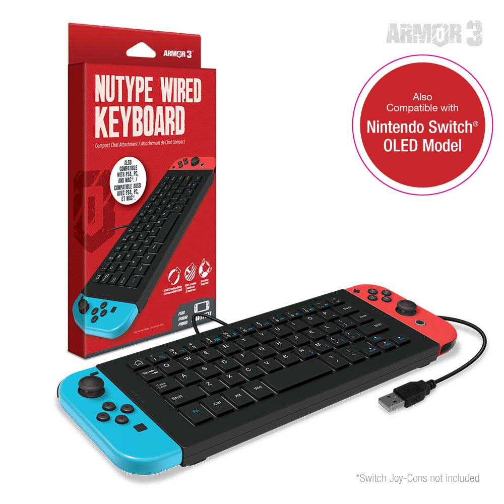 Armor3 NuType 有線キーボード for Nintendo Switch™|チャット・テキスト入力・MMOに最適| スリムデザインUSBキーボー