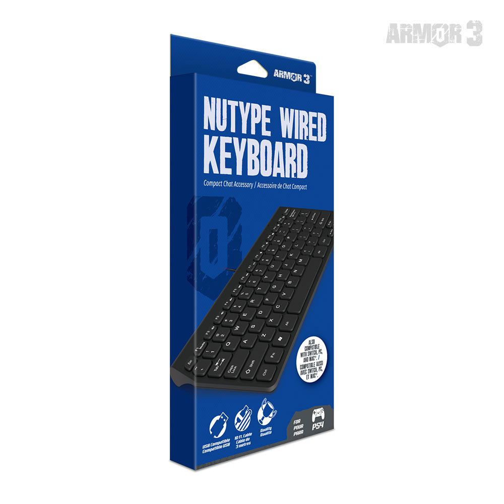 Armor3 NuType 有線キーボード for PlayStation 4®|チャット・検索・MMOに最適|スリム&軽量USB接続キーボード