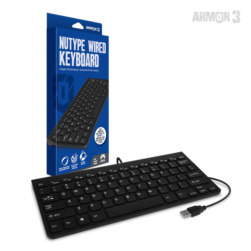 Armor3 NuType 有線キーボード for PlayStation 4®|チャット・検索・MMOに最適|スリム&軽量USB接続キーボード