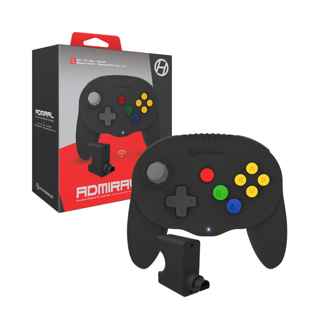 Hyperkin Admiral プレミアム ワイヤレス Bluetooth コントローラー ブラック|N64 互換コントローラー|レシーバー・メモリーカード付属|Nintendo Switch PC対応|レトロゲーム用ゲームパッド