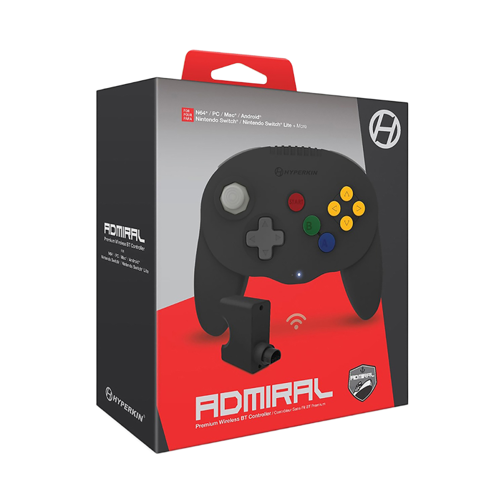 Hyperkin Admiral プレミアム ワイヤレス Bluetooth コントローラー ブラック|N64 互換コントローラー|レシーバー・メモリーカード付属|Nintendo Switch PC対応|レトロゲーム用ゲームパッド