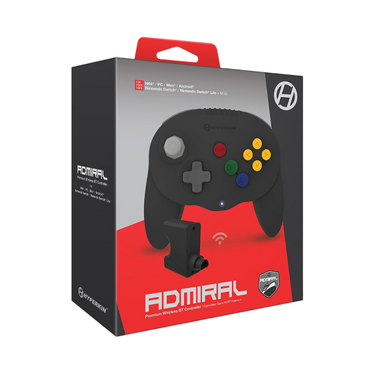 Hyperkin Admiral プレミアム ワイヤレス Bluetooth コントローラー ブラック|N64 互換コントローラー|レシーバー・メモリーカード付属|Nintendo Switch PC対応|レトロゲーム用ゲームパッド
