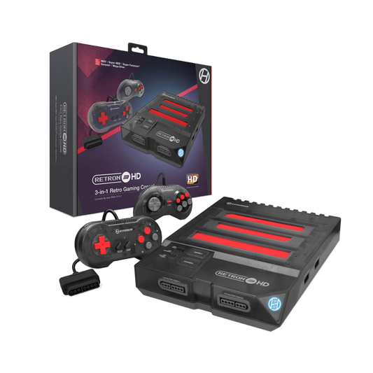 HYPERKIN RetroN 3 HD|3-in-1レトロゲーム機|NES / ファミリーコンピュータ / Super NES / スーパーファミコン / Genesis / メガドライブ対応|1080p HDMI出力|クラシックコントローラー2個付属|ブラック