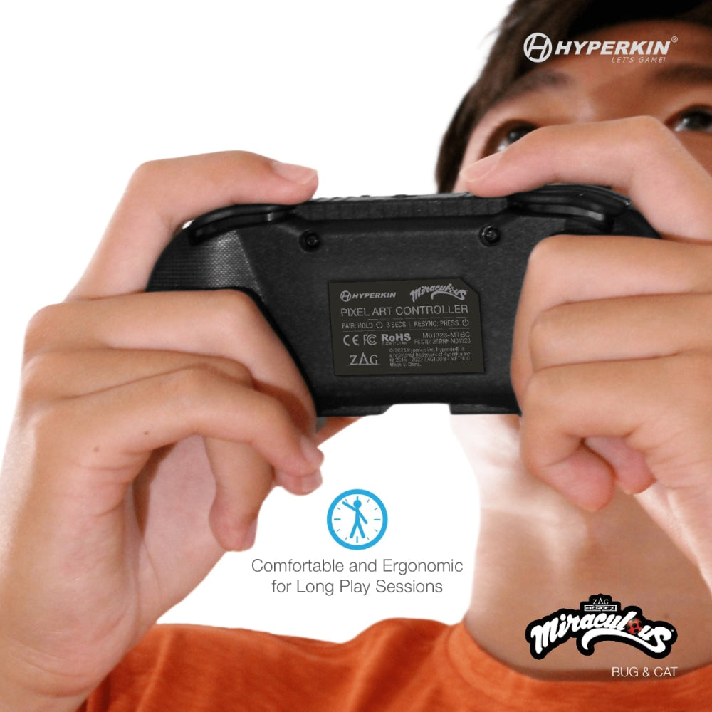 Hyperkin ピクセルアート Bluetooth ワイヤレスゲームコントローラー|公式ミラキュラス レディバグ&シャノワール エディション