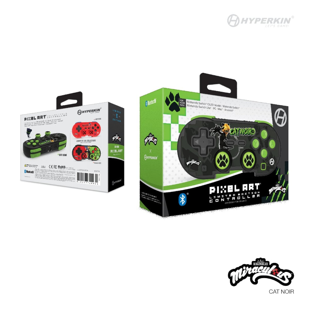 Hyperkin ピクセルアート Bluetooth ワイヤレスゲームコントローラー|公式ミラキュラス シャノワール エディション