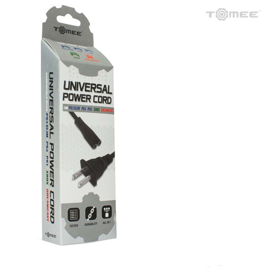 Tomee ユニバーサル電源コード|PS1® PS2® PS3® PS4® Slim Xbox® Dreamcast® Saturn®対応|2ピンプラグ ACケーブル