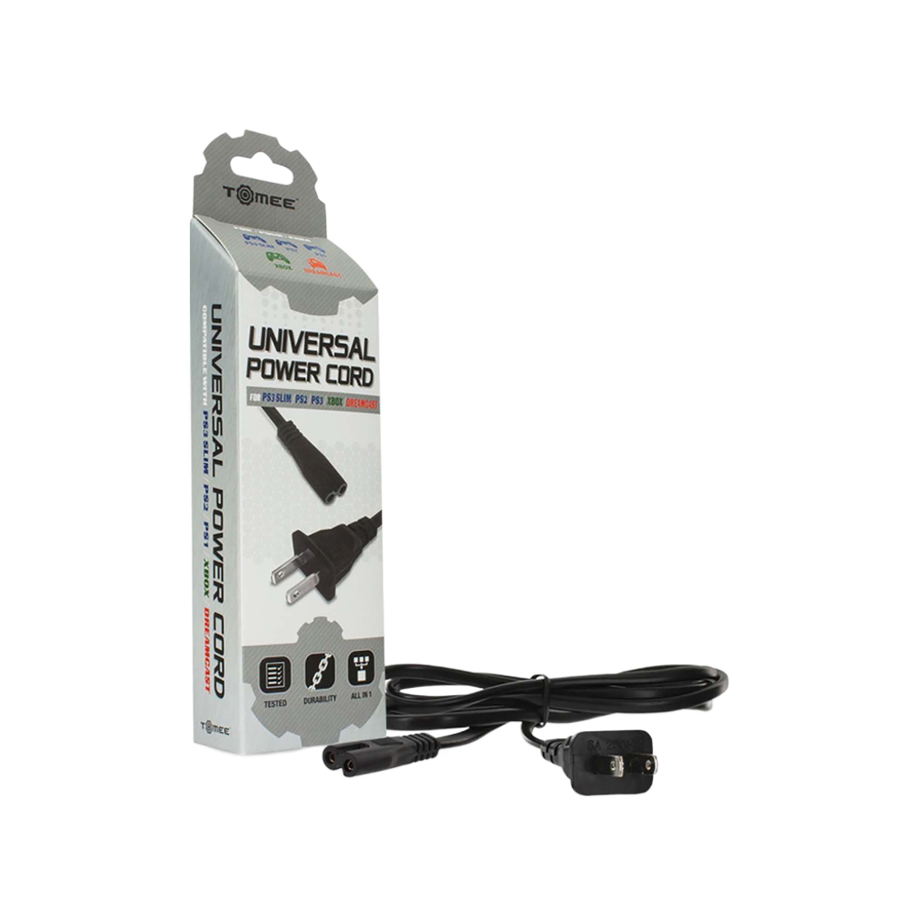 Tomee ユニバーサル電源コード|PS1® PS2® PS3® PS4® Slim Xbox® Dreamcast® Saturn®対応|2ピンプラグ ACケーブル