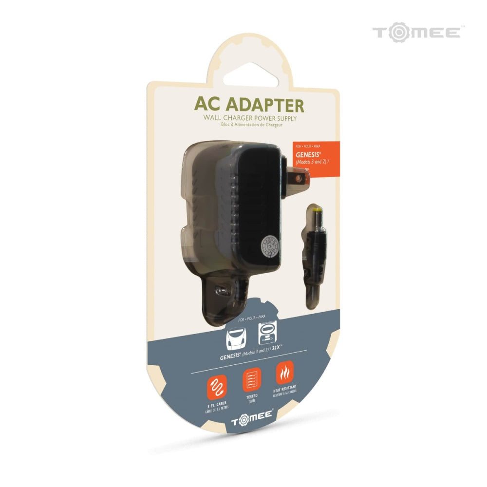Tomee製 セガ ジェネシス2 & 3 対応 ACアダプター|入力:AC 100-250V 50/60Hz|出力:DC 9V 1A