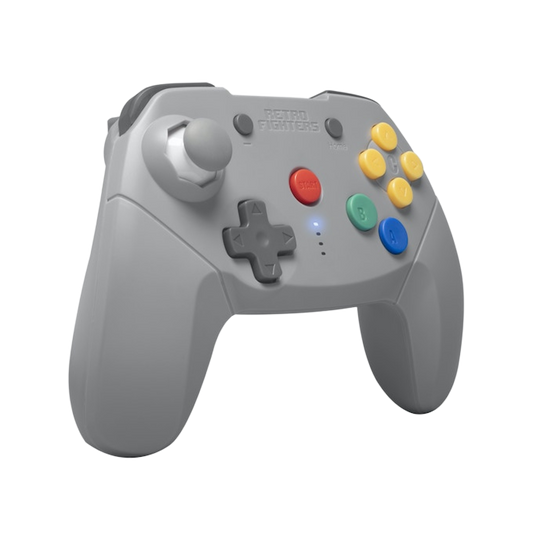 RETRO FIGHTERS Brawler64 Bluetooth ワイヤレス N64 コントローラー - Switch Online/PC対応・N64ゲーム専用デザイン・振動機能搭載・Proコントローラーモード切替・USB-C有線接続対応・グレー