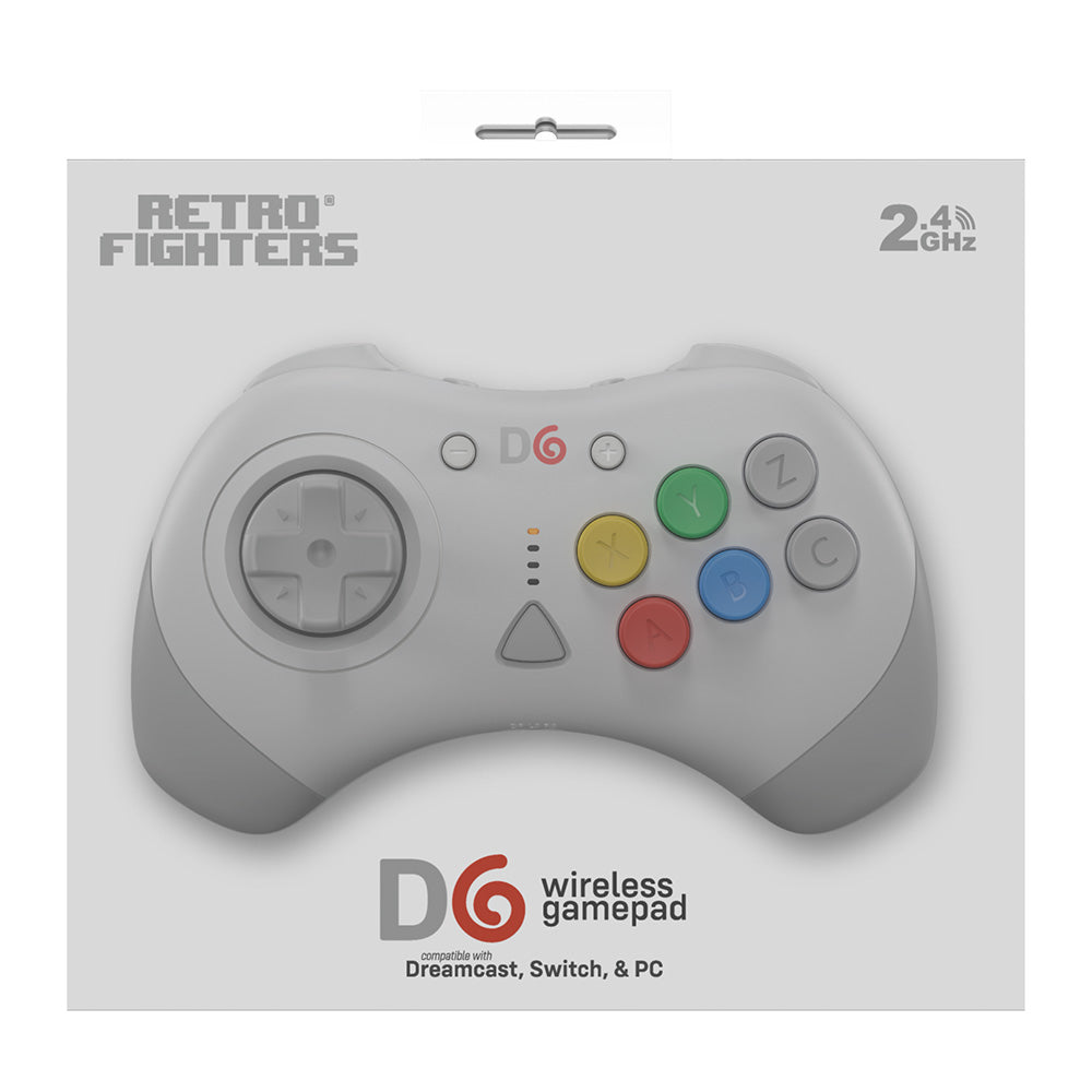 【在庫あり/発売中!】D6 Wireless Controller for Dreamcast™【ホワイト】– 究極の6ボタンワイヤレスコントローラー!次世代ワイヤレス技術 × クラシックな操作性!レトロゲーマー必見の必携アイテム!
