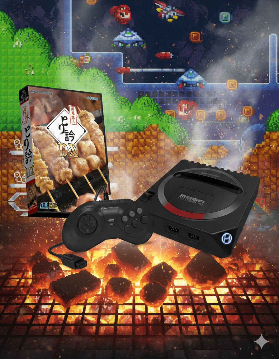 MegaRetroN メガドライブ/Genesis HDゲームコンソール + 焼鳥名人 鳥訡