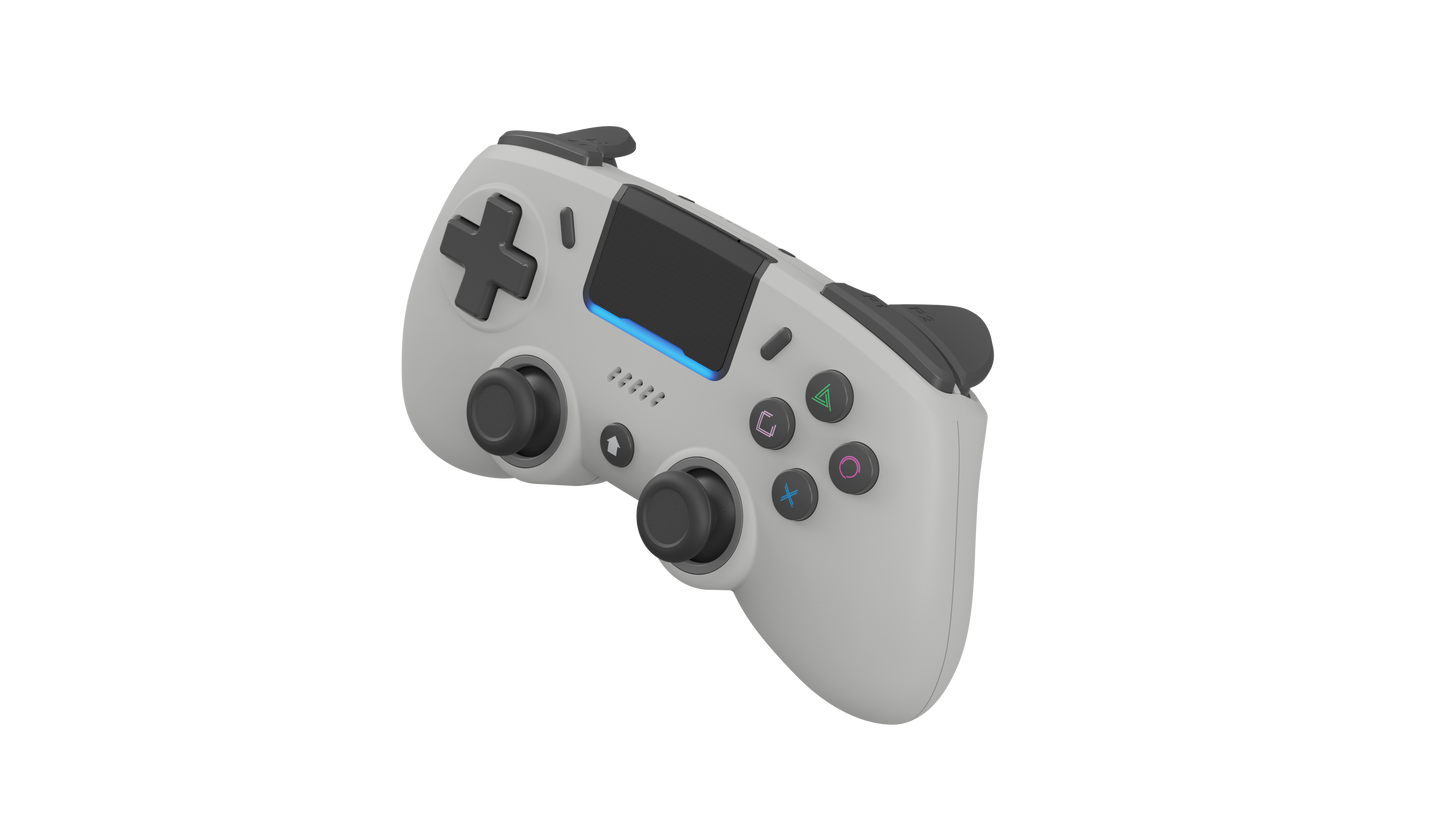 RETRO FIGHTERS Mantis Mini ワイヤレス Bluetooth コントローラー【グレー】PS4 & PC対応 | ホール効果センサー搭載 | 背面ボタンプログラム | 可変トリガーストップ | ジャイロ機能搭載 | コンパクトサイズ
