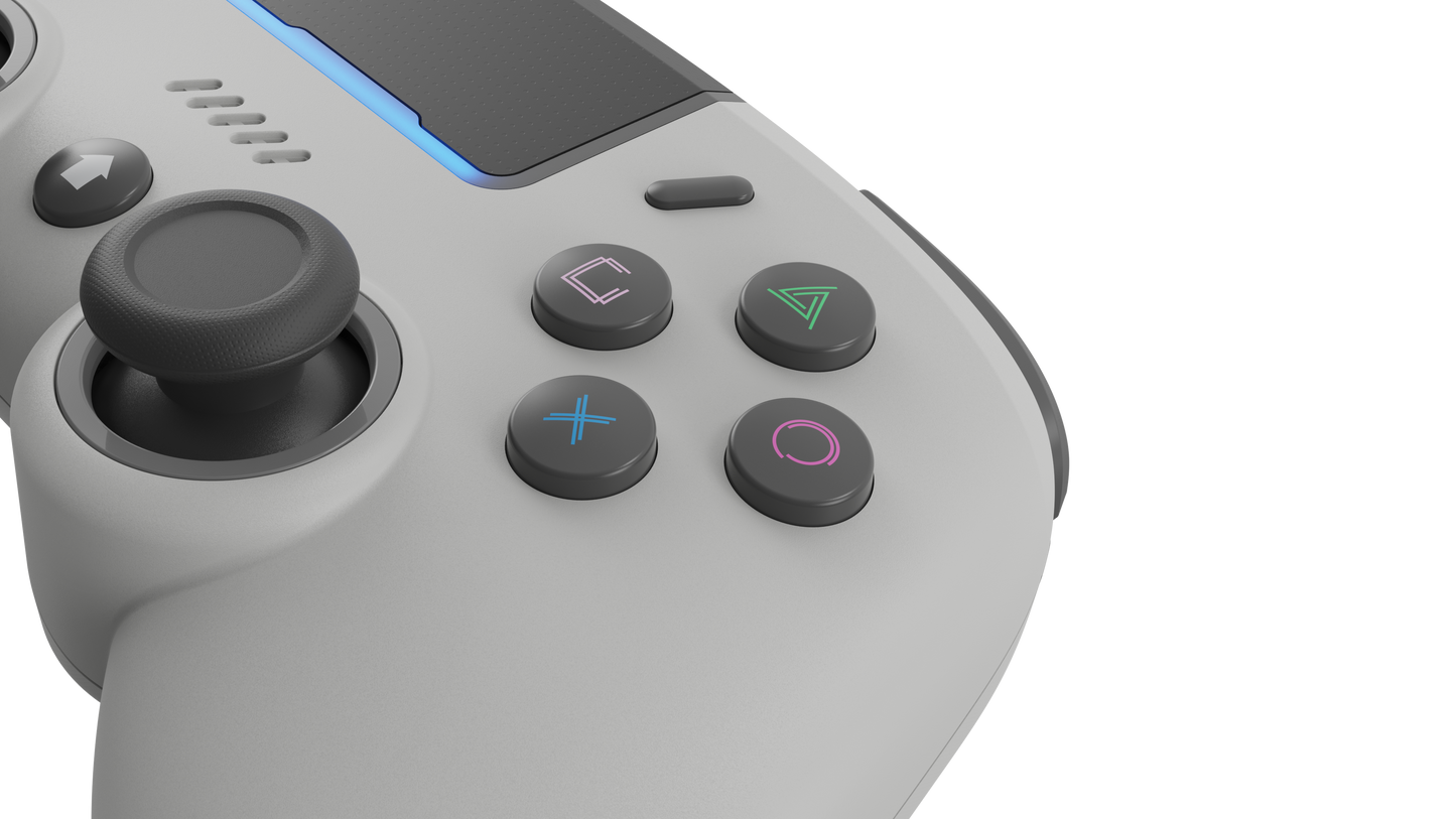 RETRO FIGHTERS Mantis Mini ワイヤレス Bluetooth コントローラー【グレー】PS4 & PC対応 | ホール効果センサー搭載 | 背面ボタンプログラム | 可変トリガーストップ | ジャイロ機能搭載 | コンパクトサイズ