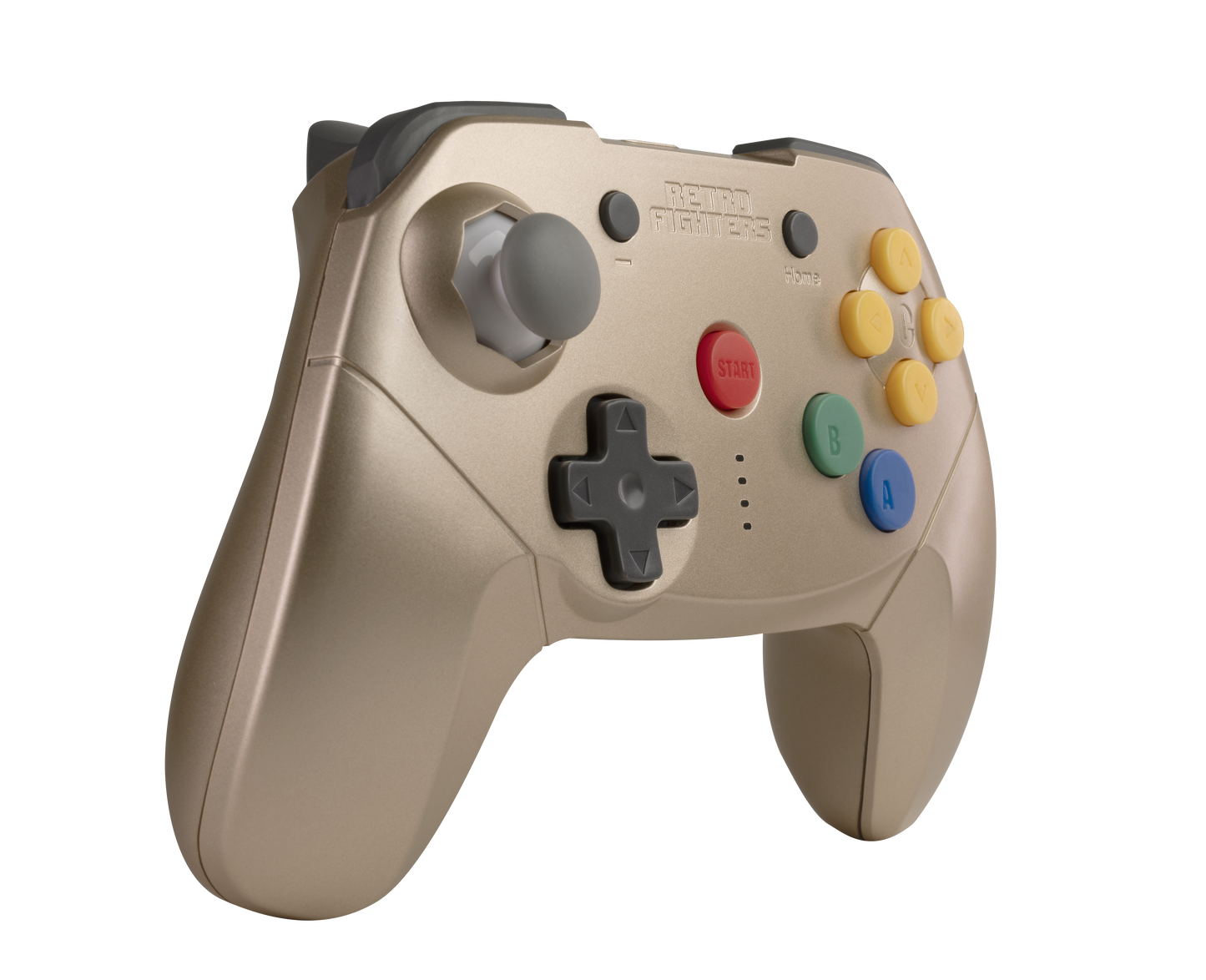 RETRO FIGHTERS Brawler64 Bluetooth ワイヤレス N64 コントローラー - Switch Online/PC対応・N64ゲーム専用デザイン・振動機能搭載・Proコントローラーモード切替・USB-C有線接続対応・ゴールド