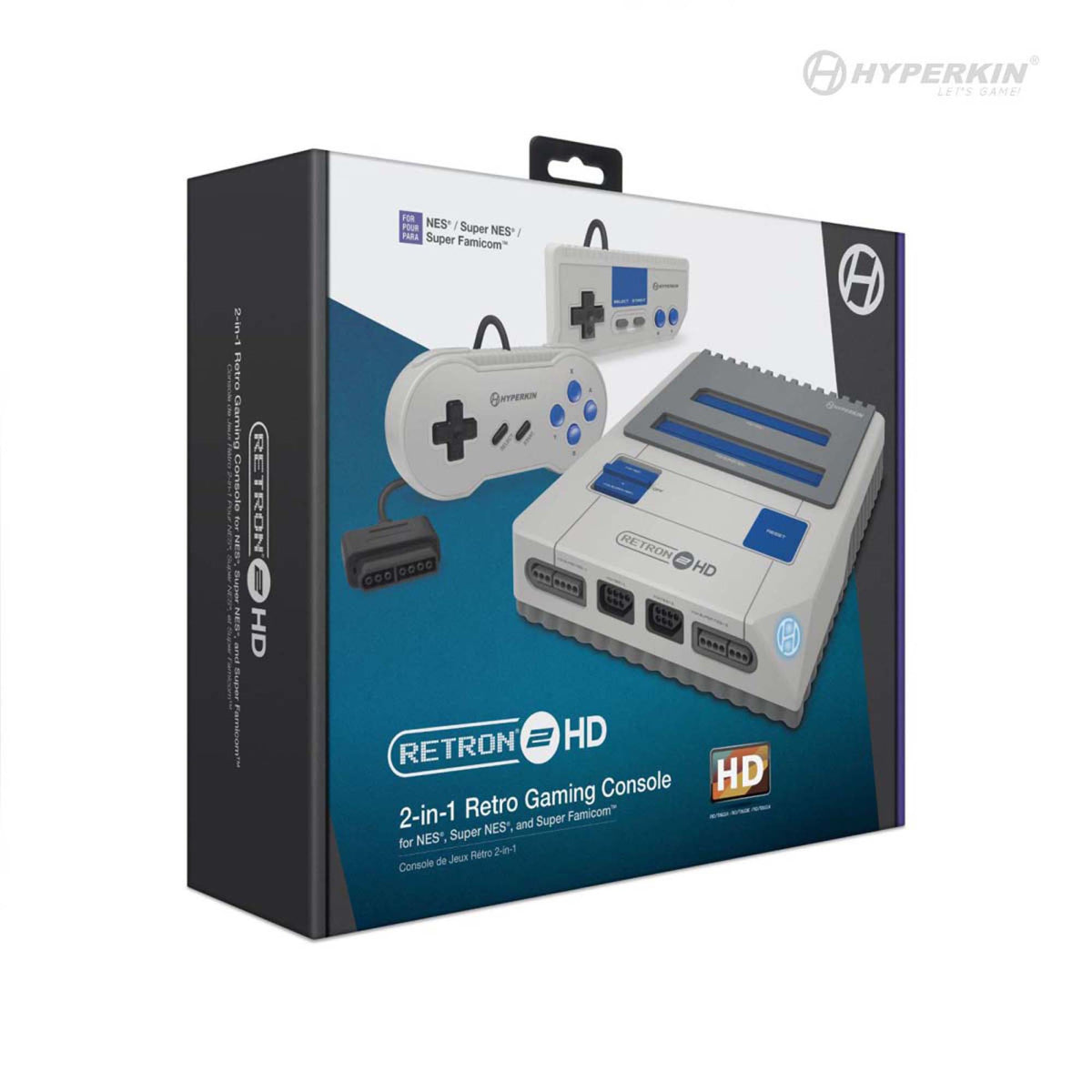HYPERKIN RetroN 2 HD ゲーミングコンソール|NES™ / ファミリーコンピュータ™ / Super NES™ / スーパーファミコン™ 対応|1080p HDMI出力|クラシックコントローラー2個付属|グレー