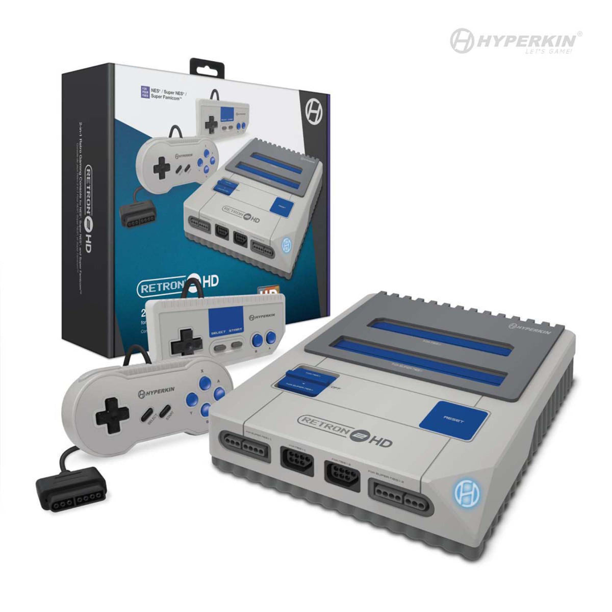 HYPERKIN RetroN 2 HD ゲーミングコンソール|NES™ / ファミリーコンピュータ™ / Super NES™ / スーパーファミコン™ 対応|1080p HDMI出力|クラシックコントローラー2個付属|グレー