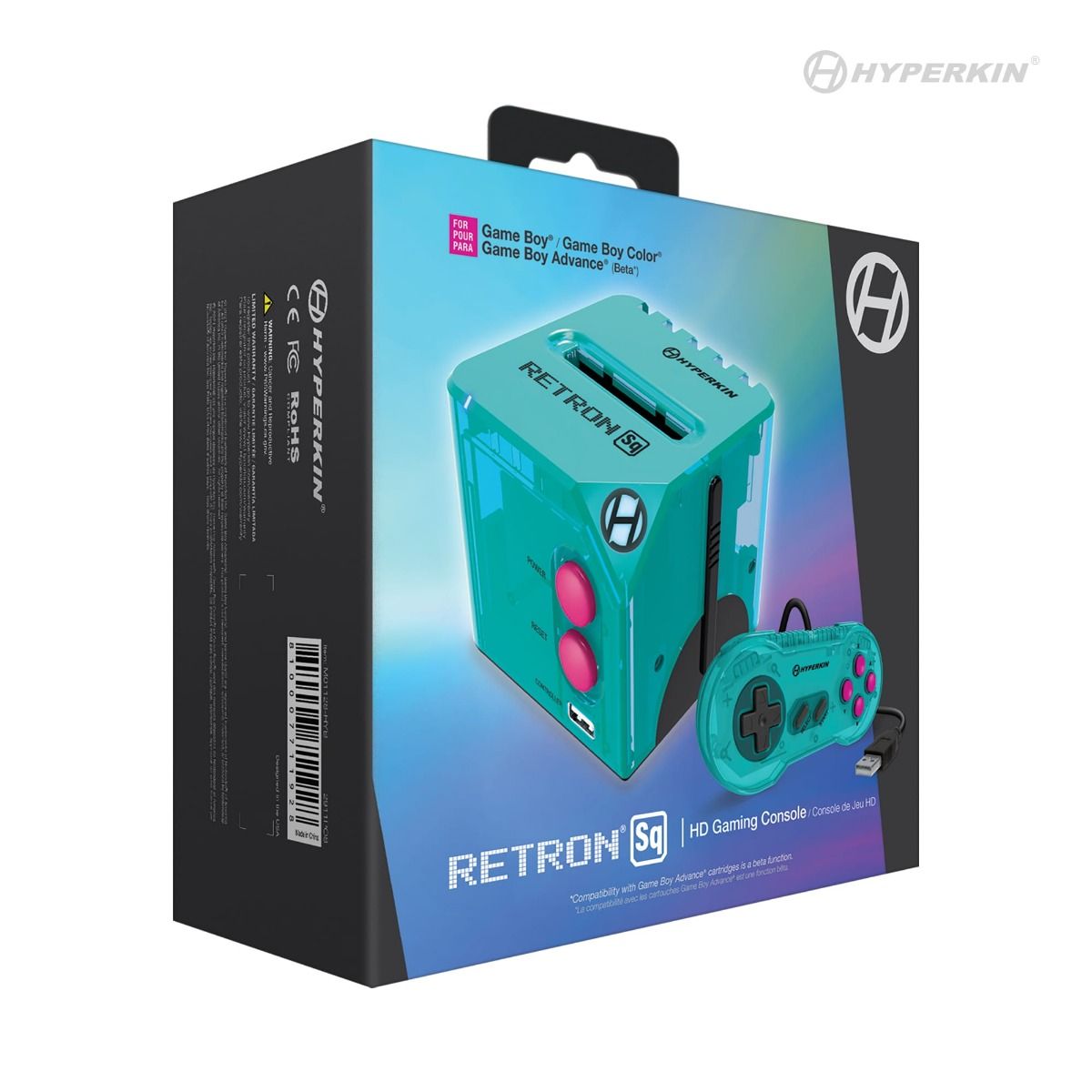 HYPERKIN RetroN Sq HDゲームコンソール ハイパービーチ【ゲームボーイ®/ゲームボーイカラー®/ゲームボーイアドバンス®対応(ベータ版)】720p HDMI出力・USB-C電源対応|画面比率切替(4:3/16:9)|専用コントローラー付|コンパクトでスタイリッシュデザイン