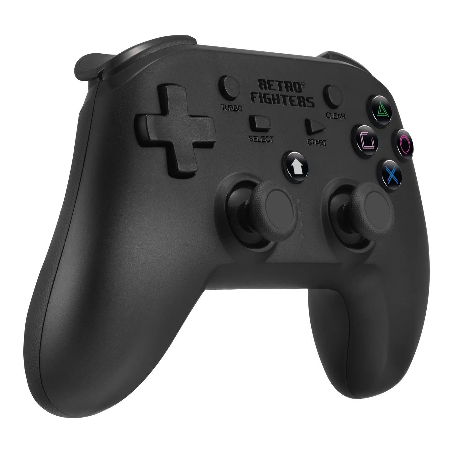 RETRO FIGHTERS Defender Bluetooth ワイヤレスコントローラー ブラック - PS3/PS4/PC対応、6軸モーションセンサー、圧力認識型ボタン、バイブレーション・ターボ機能搭載、USB Type-C充電ケーブル付属