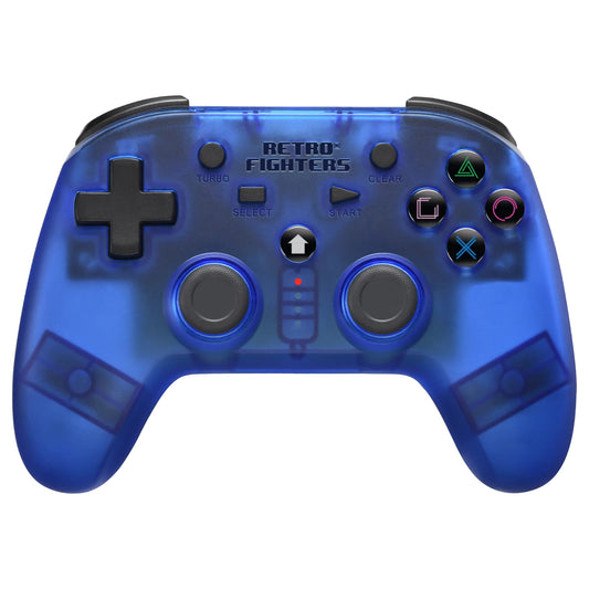 RETRO FIGHTERS Defender ワイヤレスコントローラー ブルー PS1/PS2/PS3対応、圧力認識型ボタン、バイブレーション機能、ターボ機能搭載、USB Type-C充電ケーブル付属ボタン