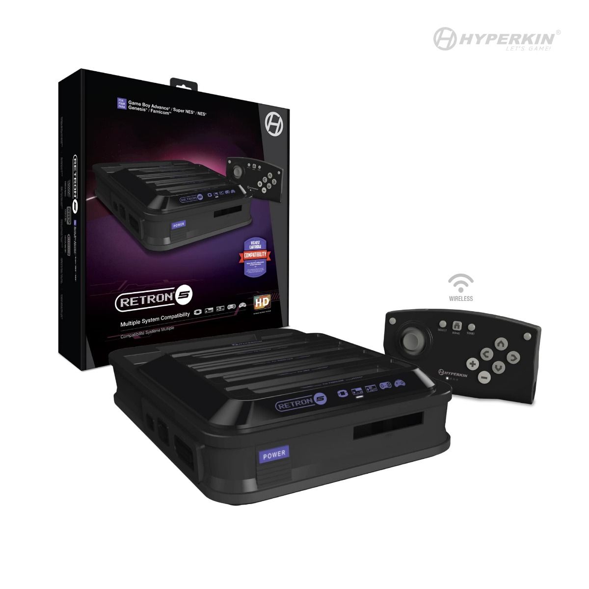 HYPERKIN RetroN 5 HDゲームコンソール ブラック【9機種対応】|HDMI出力対応・最大720p高画質|セーブ機能・フィルター設定・Bluetoothコントローラー付