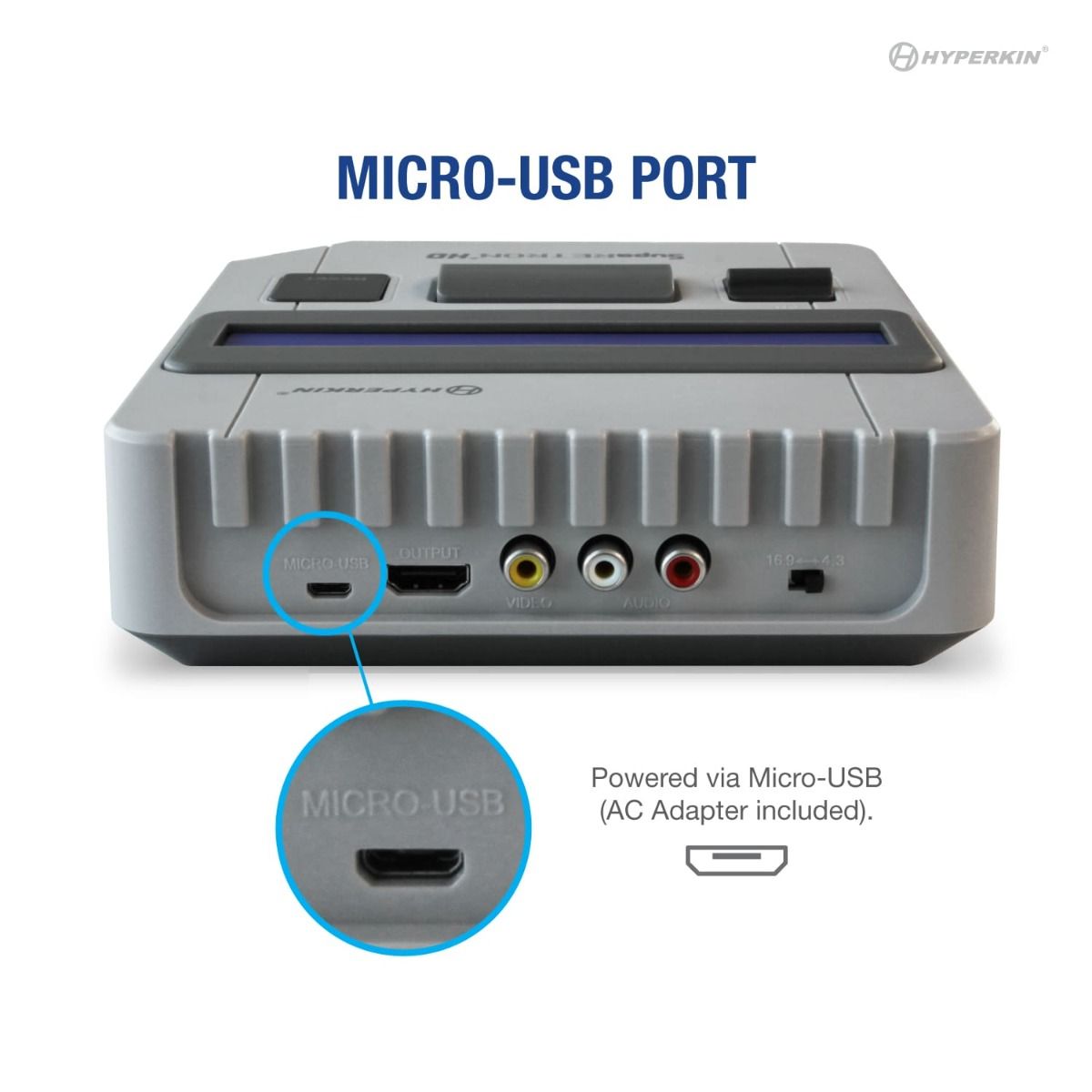 HYPERKIN SupaRetroN HD ゲーミングコンソール|スーパーファミコン™ & SNES対応|1080p HDMI出力・4:3&16:9切替機能|クラシックコントローラー付属|レトロゲーム互換機 (グレー)