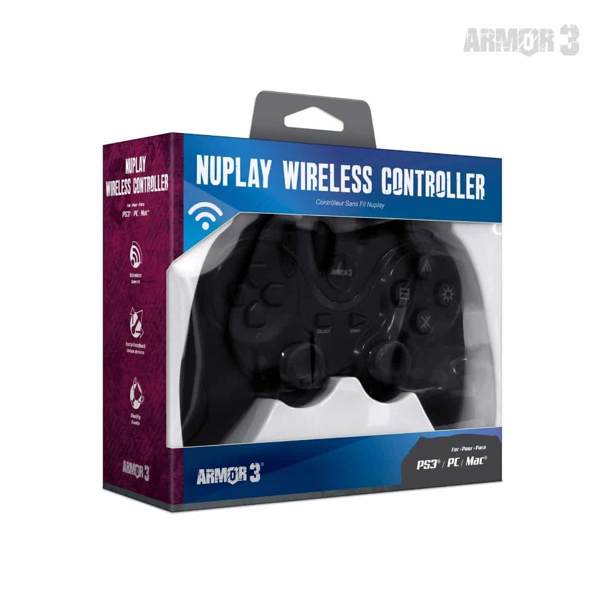 Armor3 Nuplay ワイヤレスコントローラー - PS3対応 | PC/Mac接続可 | ミニUSB充電ケーブル付属