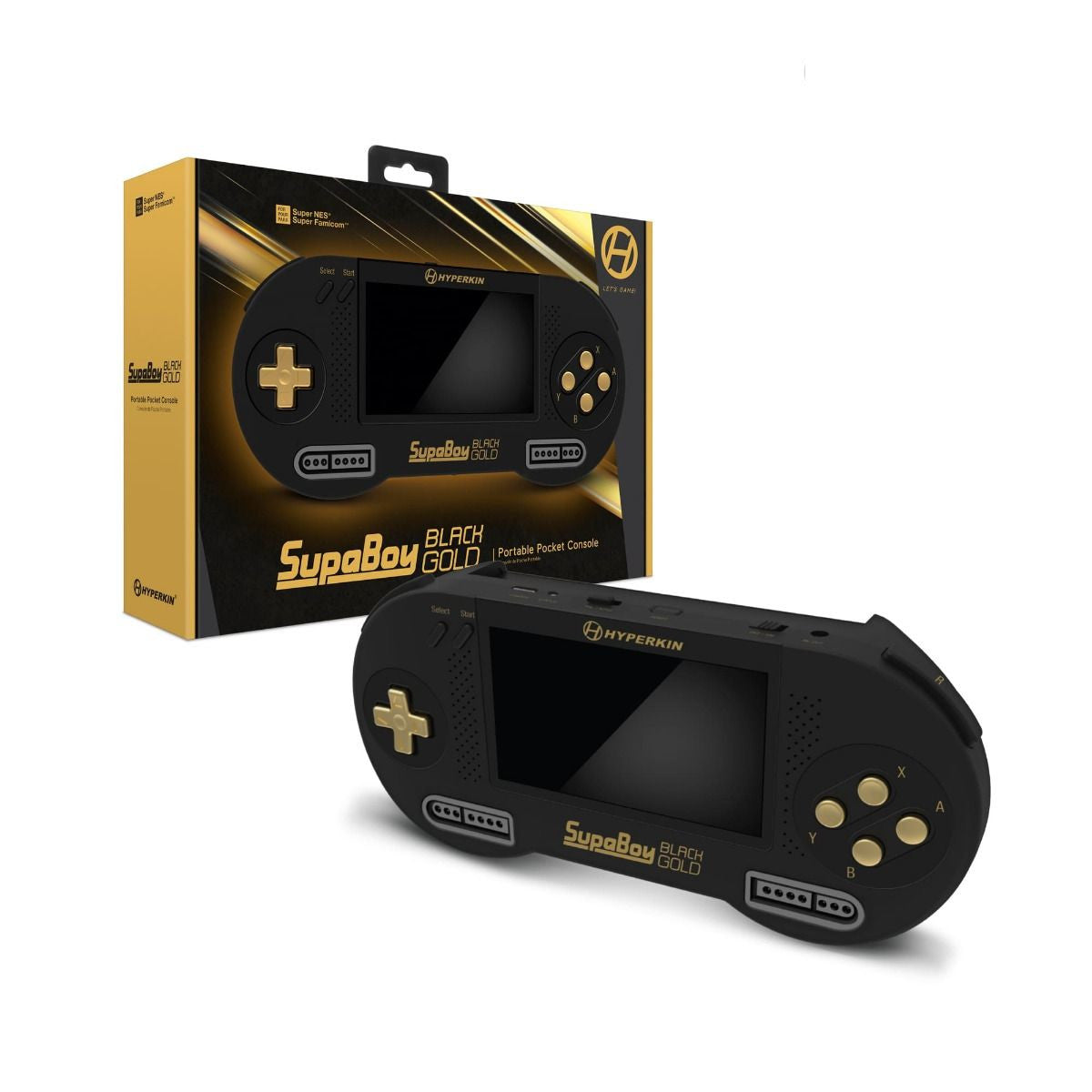 HYPERKIN SUPABOY Black Gold USB Type-C版:スーパーファミコンSFC/SNES(NTSC/PAL)に対応したポータブルゲーム機