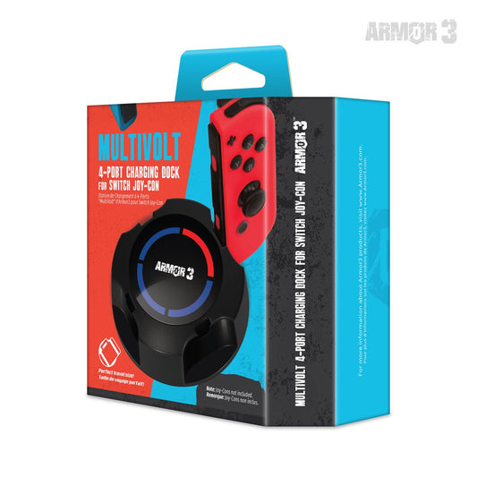 Armor3 MultiVolt 4ポート Joy-Con 充電ドック|Nintendo Switch®対応|最大4台同時充電可能|LEDインジケーター搭載|コンパクト設計