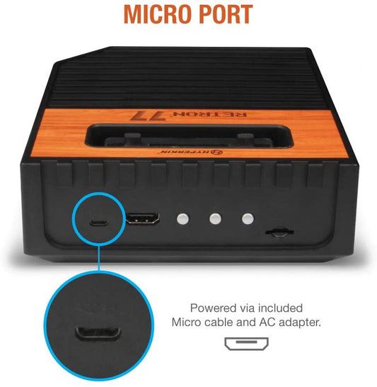 HYPERKIN Retron77【Atari 2600専用レトロゲーム互換機】大画面再生、特殊ウッド加工パネル、セーブ機能、左右両利きコントローラー付属