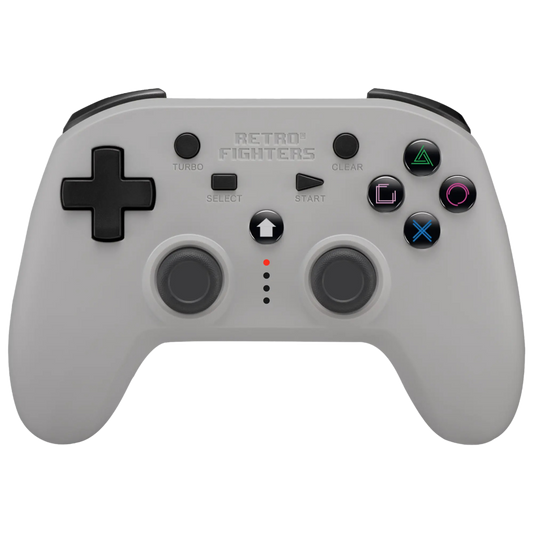 RETRO FIGHTERS Defender ワイヤレスコントローラー  グレー PS1/PS2/PS3対応、圧力認識型ボタン、バイブレーション機能、ターボ機能搭載、USB Type-C充電ケーブル付属