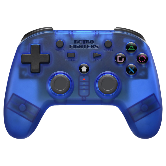 RETRO FIGHTERS Defender ワイヤレスコントローラー ブルー PS1/PS2/PS3対応、圧力認識型ボタン、バイブレーション機能、ターボ機能搭載、USB Type-C充電ケーブル付属ボタン
