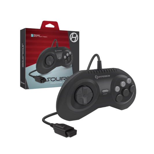 Hyperkin Squire プレミアム有線コントローラー｜Genesis／Mega Drive 互換｜6ボタン・9ピン・人間工学設計