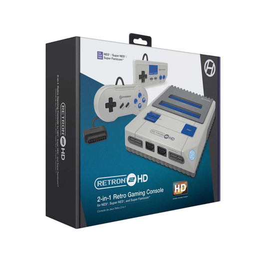 HYPERKIN RetroN 2 HD ゲーミングコンソール｜NES™ / ファミリーコンピュータ™ / Super NES™ / スーパーファミコン™ 対応｜1080p HDMI出力｜クラシックコントローラー2個付属｜グレー