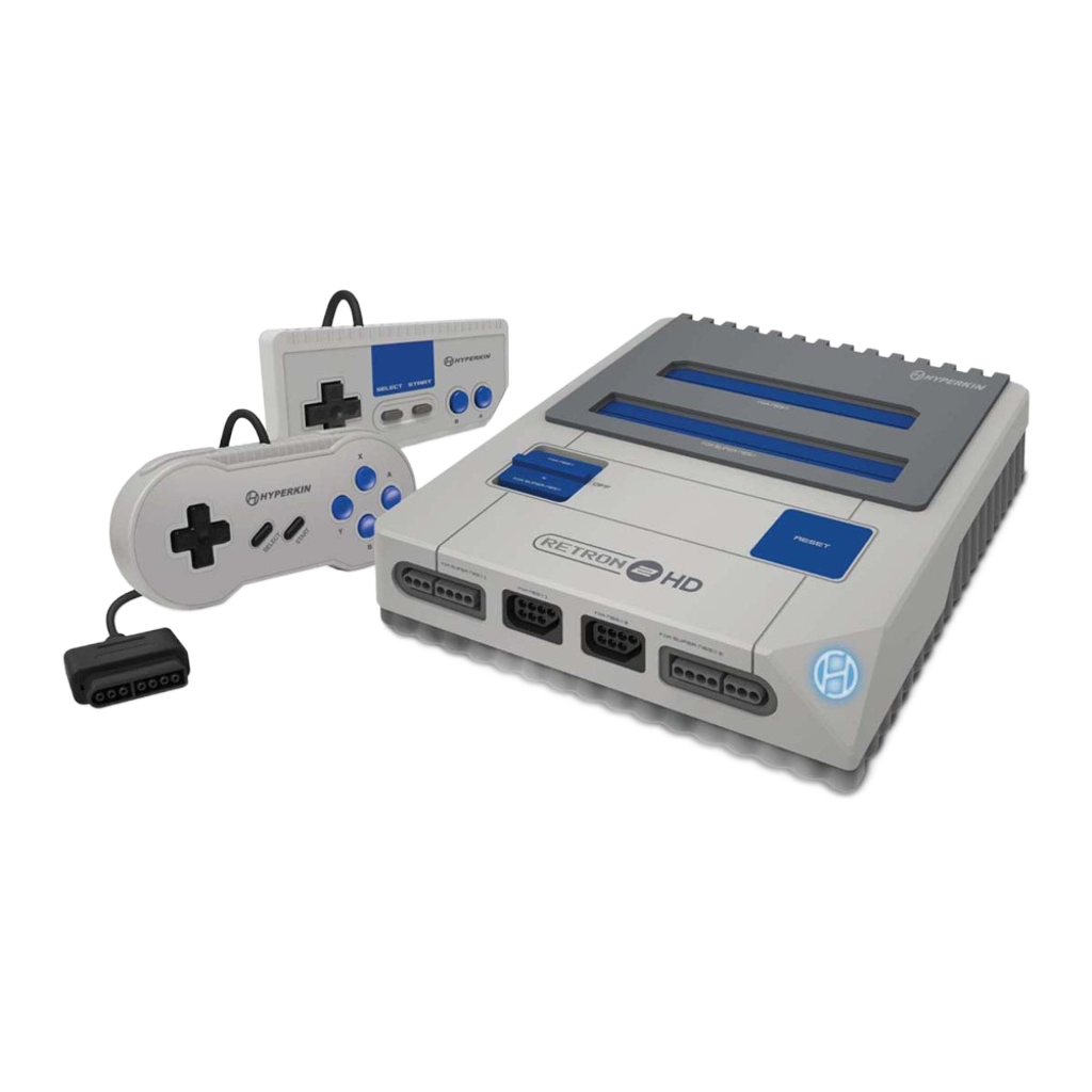 HYPERKIN RetroN 2 HD ゲーミングコンソール｜NES™ / ファミリーコンピュータ™ / Super NES™ / スーパーファミコン™ 対応｜1080p HDMI出力｜クラシックコントローラー2個付属｜グレー