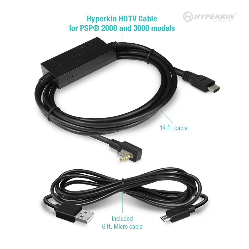 HYPERKIN PSP to HDMI 変換ケーブル - PSP® 2000/3000対応 | HDTV出力対応 | 720p高解像度サポート | ステレオ音声対応 | Zoom機能搭載 | 給電用USBケーブル付属