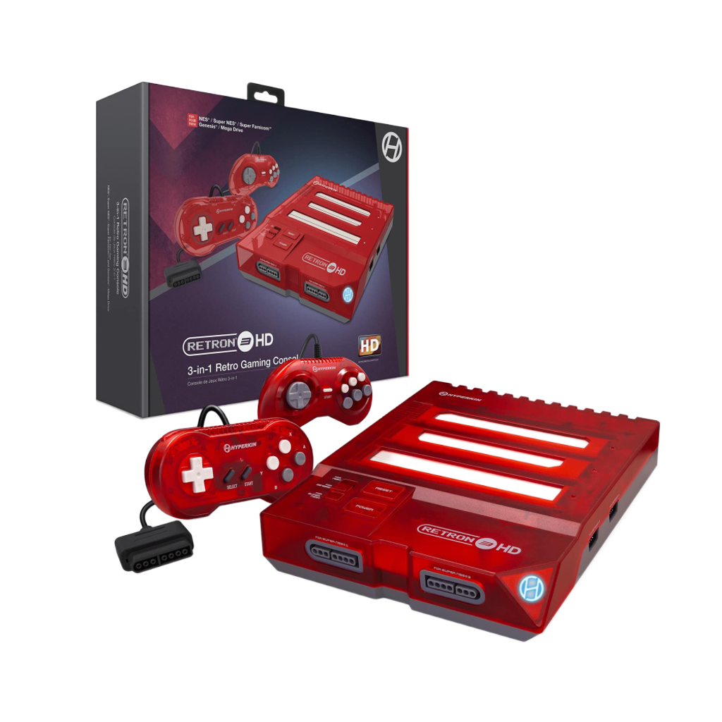HYPERKIN RetroN 3 HD｜3-in-1レトロゲーム機｜NES / ファミリーコンピュータ / Super NES / スーパーファミコン / Genesis / メガドライブ対応｜1080p HDMI出力｜クラシックコントローラー2個付属｜レッド