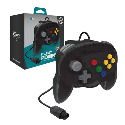 N64® 有線コントローラ オリジナルポート　ハイパキン　フリートアドミラル Hyperkin Fleet Admiral N64 Wired Controller スモークグレー