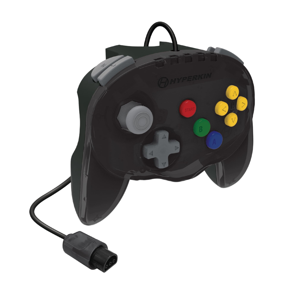 N64® 有線コントローラ オリジナルポート　ハイパキン　フリートアドミラル Hyperkin Fleet Admiral N64 Wired Controller スモークグレー