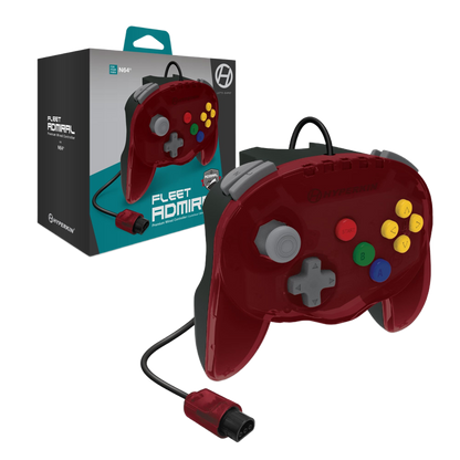 N64® 有線コントローラ オリジナルポート　ハイパキン　フリートアドミラル Hyperkin Fleet Admiral N64 Wired Controller レッド