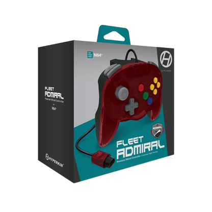 N64® 有線コントローラ オリジナルポート　ハイパキン　フリートアドミラル Hyperkin Fleet Admiral N64 Wired Controller レッド