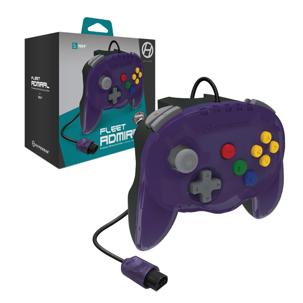 N64® 有線コントローラ オリジナルポート　ハイパキン　フリートアドミラル Hyperkin Fleet Admiral N64 Wired Controller パープル