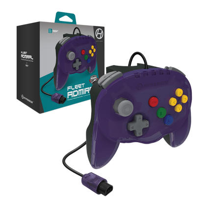 N64® 有線コントローラ オリジナルポート　ハイパキン　フリートアドミラル Hyperkin Fleet Admiral N64 Wired Controller パープル