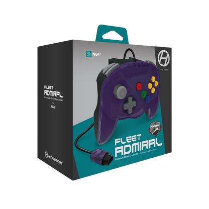 N64® 有線コントローラ オリジナルポート　ハイパキン　フリートアドミラル Hyperkin Fleet Admiral N64 Wired Controller パープル