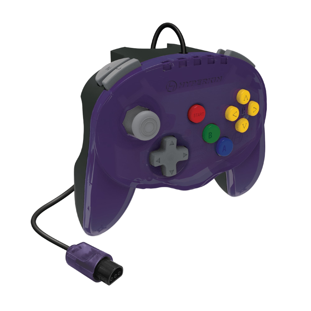 N64® 有線コントローラ オリジナルポート　ハイパキン　フリートアドミラル Hyperkin Fleet Admiral N64 Wired Controller パープル