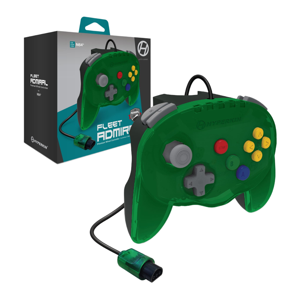 N64® 有線コントローラ オリジナルポート　ハイパキン　フリートアドミラル Hyperkin Fleet Admiral N64 Wired Controller グリーン