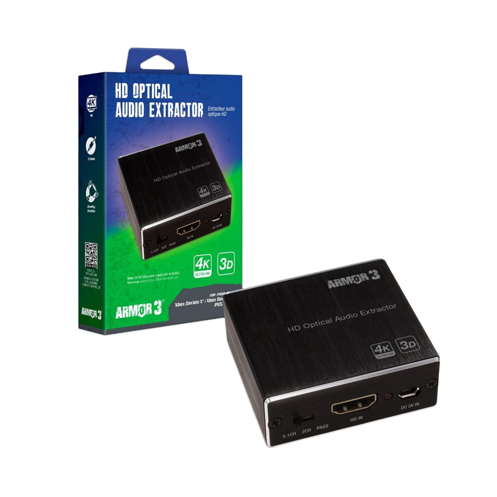 Armor3 HDMI音声分離器 - 光デジタル＆アナログ音声出力 | SPDIFトスリンク/3.5mmステレオ/HDMIパススルー対応 | AVサウンドレシーバー対応 | 5V/1A USB給電 (別売り)