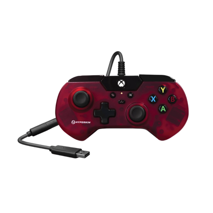 Hyperkin X91 有線コントローラー Xbox One/Series X|S/Windows 10/11 PC対応 公認ライセンス品 レトロデザイン プレミアムビルド 3.5mmヘッドセットジャック搭載 クリアレッド