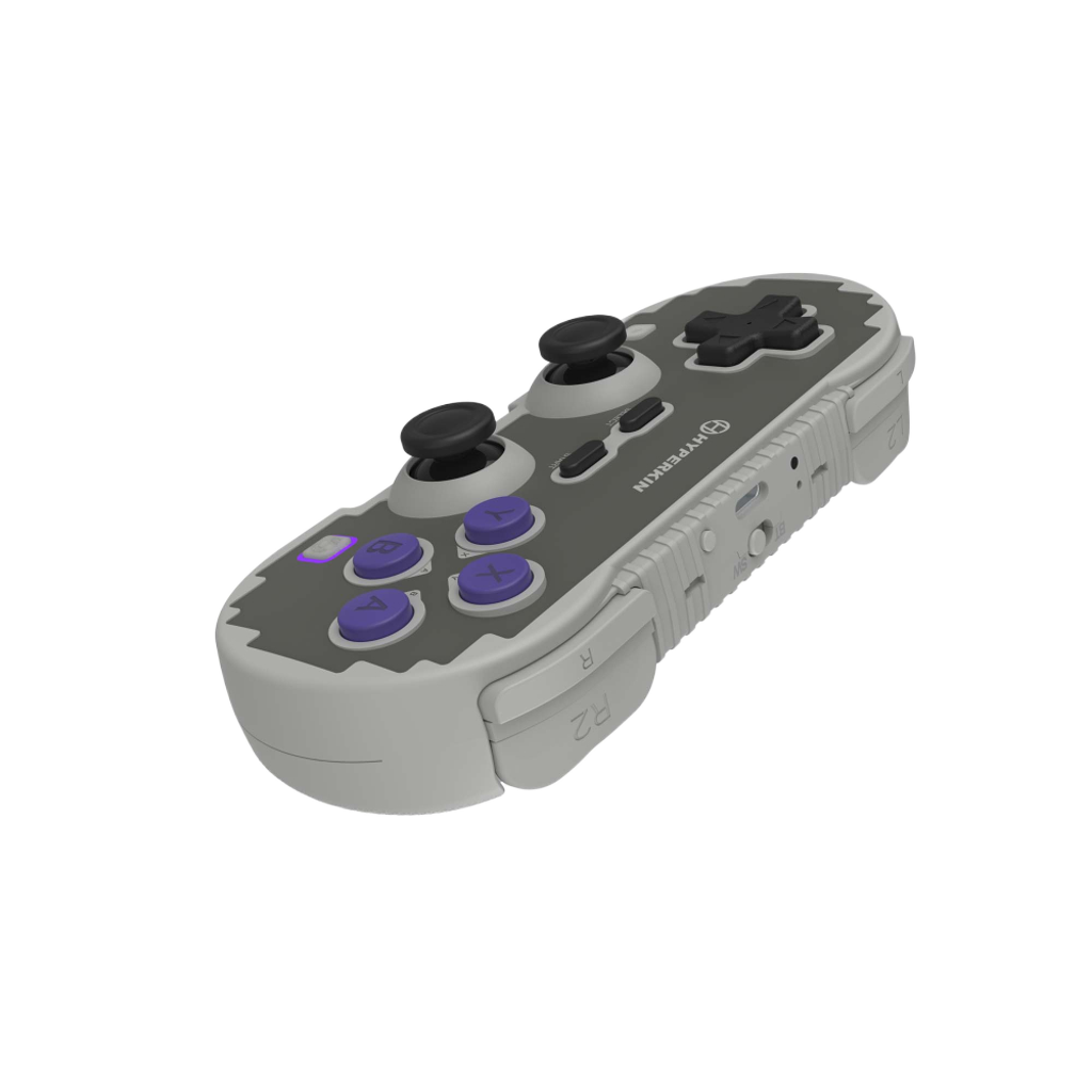 Hyperkin Pixel Art ワイヤレス コントローラー Switch/PC/スマホ対応 ホールエフェクトスティック搭載 Bluetooth 5.0/2.4GHz/有線接続 ドリフト防止 ターボ機能 レトログレー