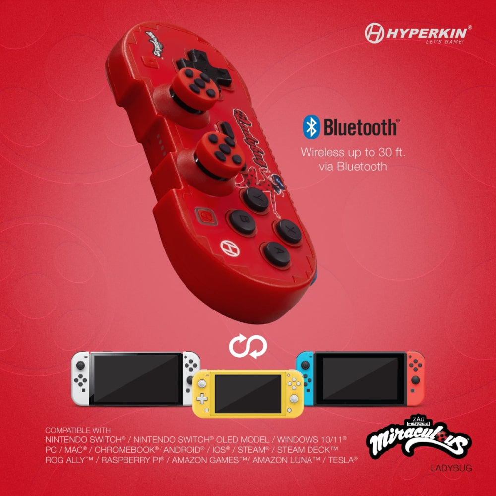 Hyperkin ピクセルアート Bluetooth コントローラー オフィシャル ミラキュラス エディション (Ladybug)